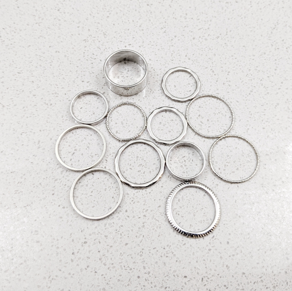 Silver Assorted Layering Rings - Picture 2 of 2